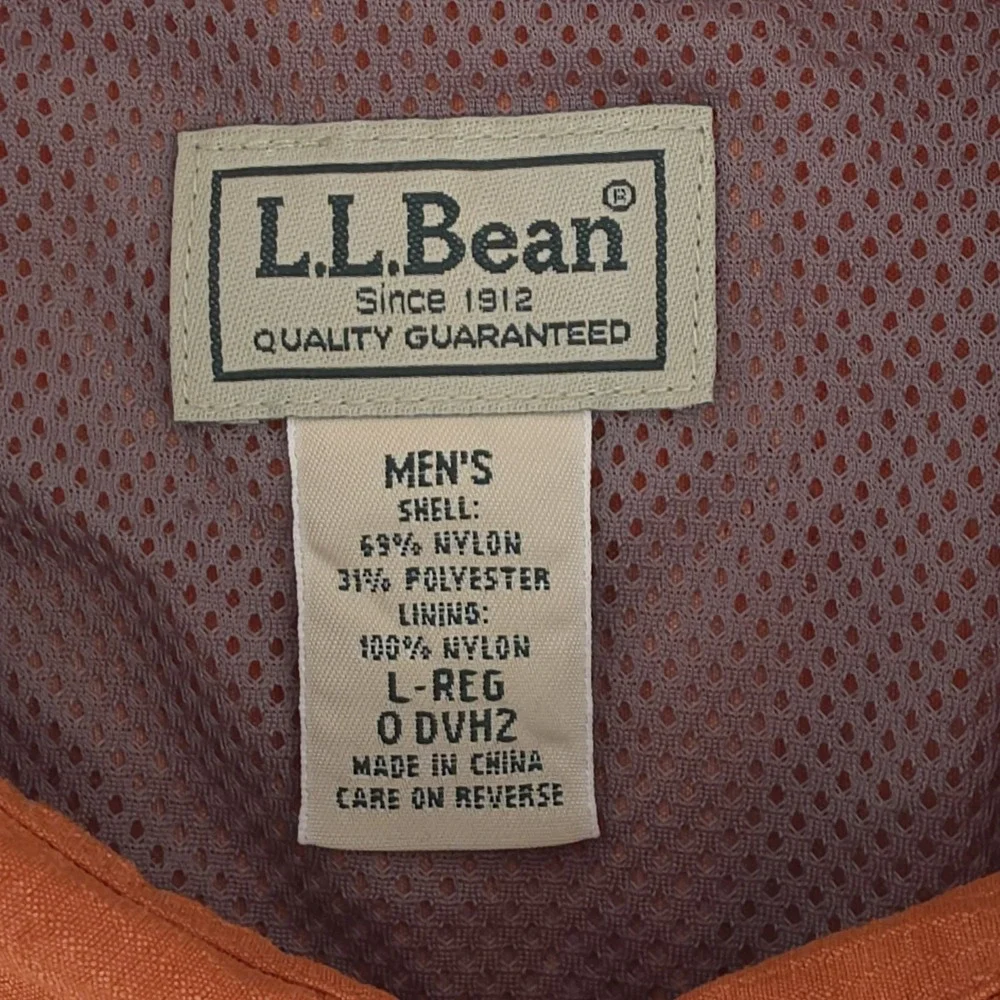 LL Bean Fishing Shirt Mens Large Orange Button Down Pockets Vented Outdoors - Picture 3 of 7